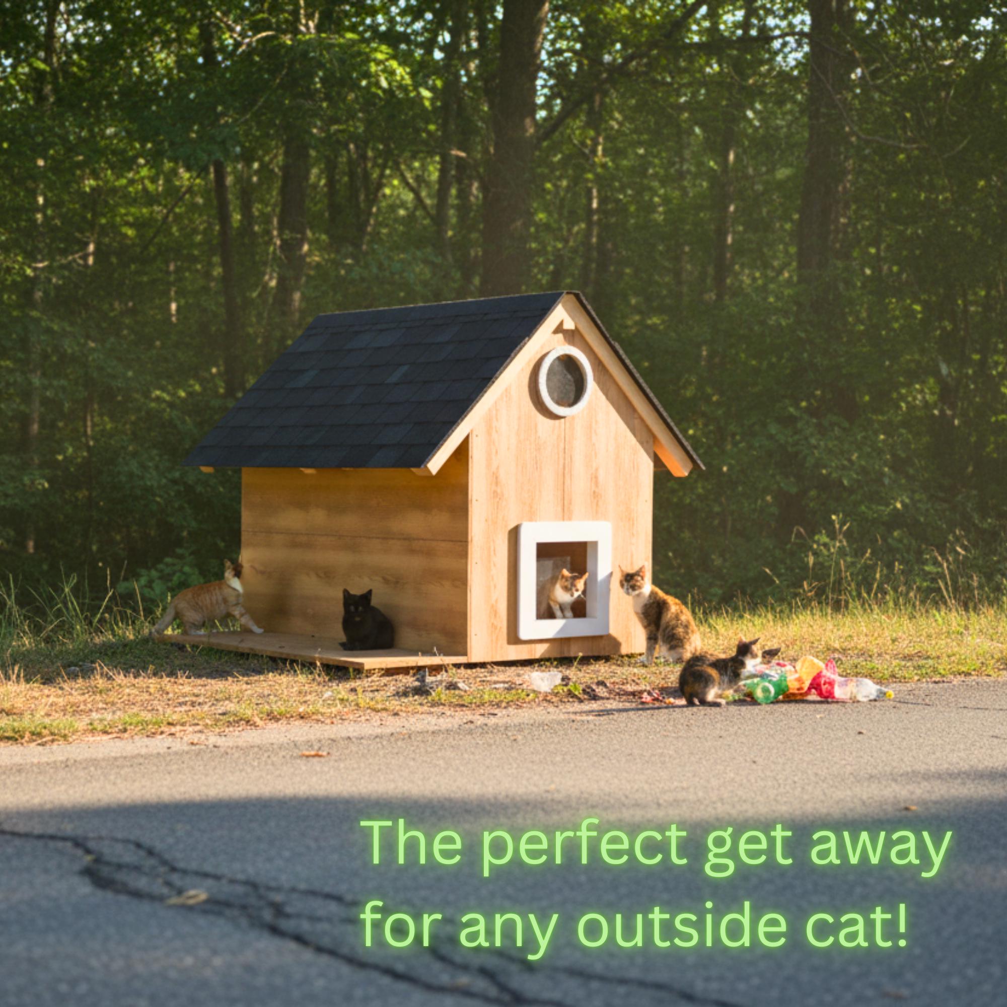 Outdoor Cat Shelter Plans – Loft Design with Sky Windows – DIY Feral & Pet Cat House PDF Digital Download image 3