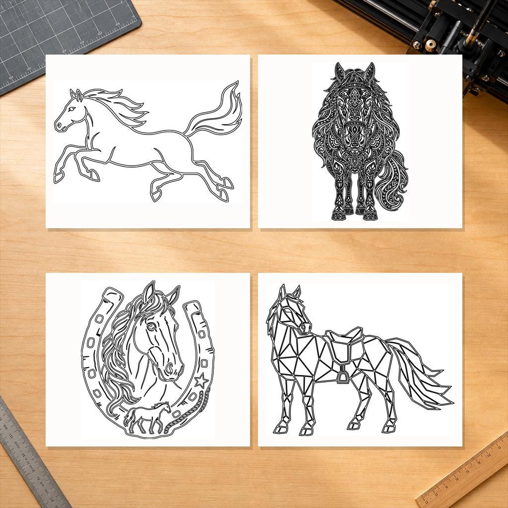 Horse SVG DXF Bundle, 4 CNC Cut Files for Laser, Router, Glowforge, Cricut image 2