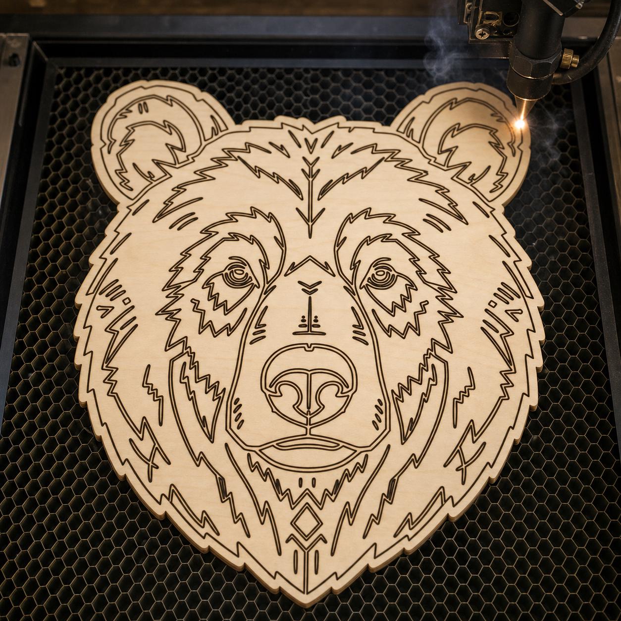Bear Head Mountain Lodge Bear Wall Art Bundle SVG DXF Bundle, 4 CNC Cut Files for Laser, Router, Glowforge, Cricut image 5