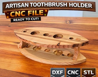Artisan tandenborstelhouder CNC + 3D-printerbestanden: natuurlijke hygiëneproductopslag - (DXF+STL)