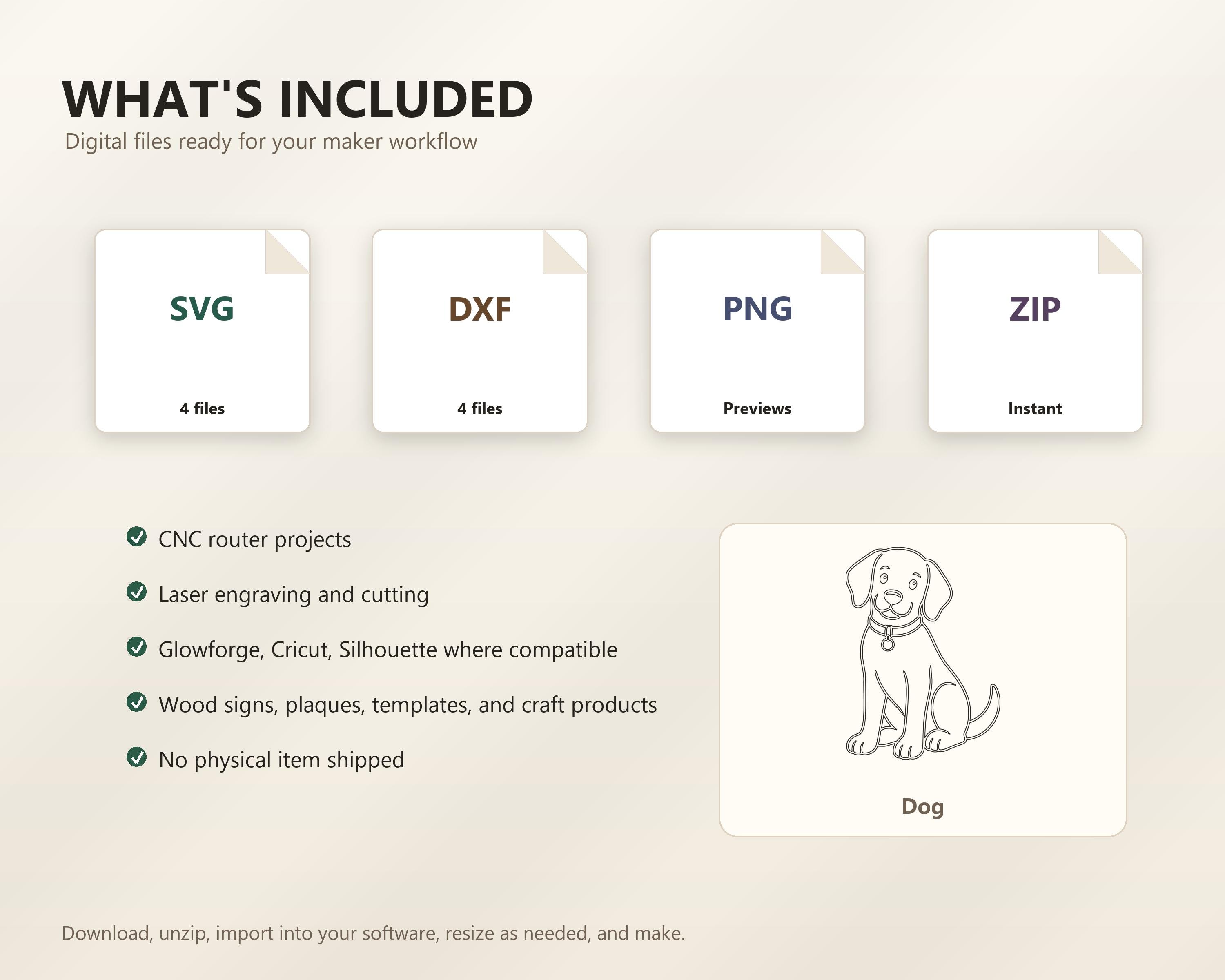 Dog SVG DXF Bundle, 4 CNC Router and Laser Cut Files image 5