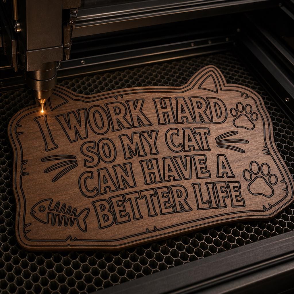 Funny Cat Quote Sign SVG DXF Bundle, 4 CNC Cut Files for Laser, Router, Glowforge, Cricut image 5