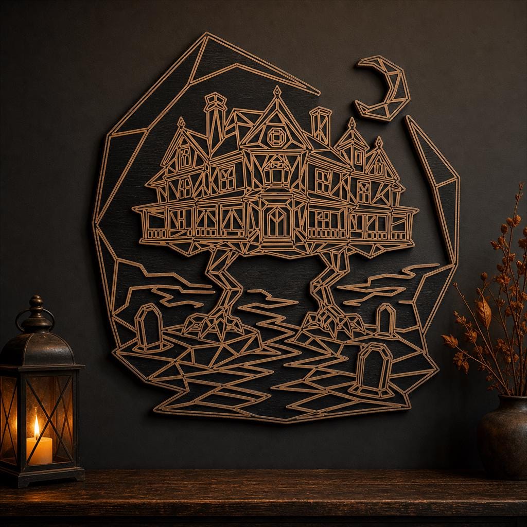 Haunted Cemetery Panel SVG DXF Bundle, 4 CNC Laser Cut Files image 3