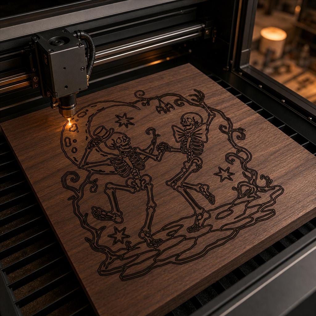 Gothic Skeleton Decor SVG DXF Bundle, 4 CNC Cut Files for Laser, Router, Glowforge, Cricut image 4