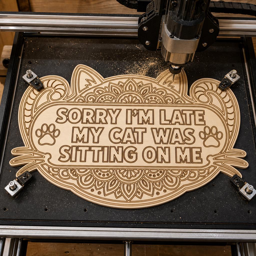 Funny Cat Quote Sign SVG DXF Bundle, 4 CNC Cut Files for Laser, Router, Glowforge, Cricut image 4