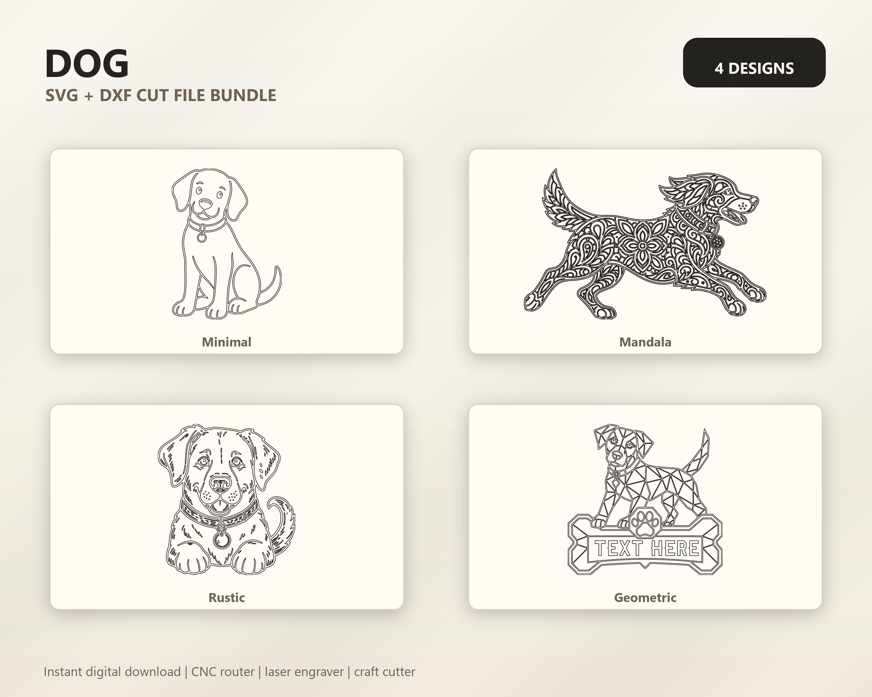 Dog SVG DXF Bundle, 4 CNC Router and Laser Cut Files image 3