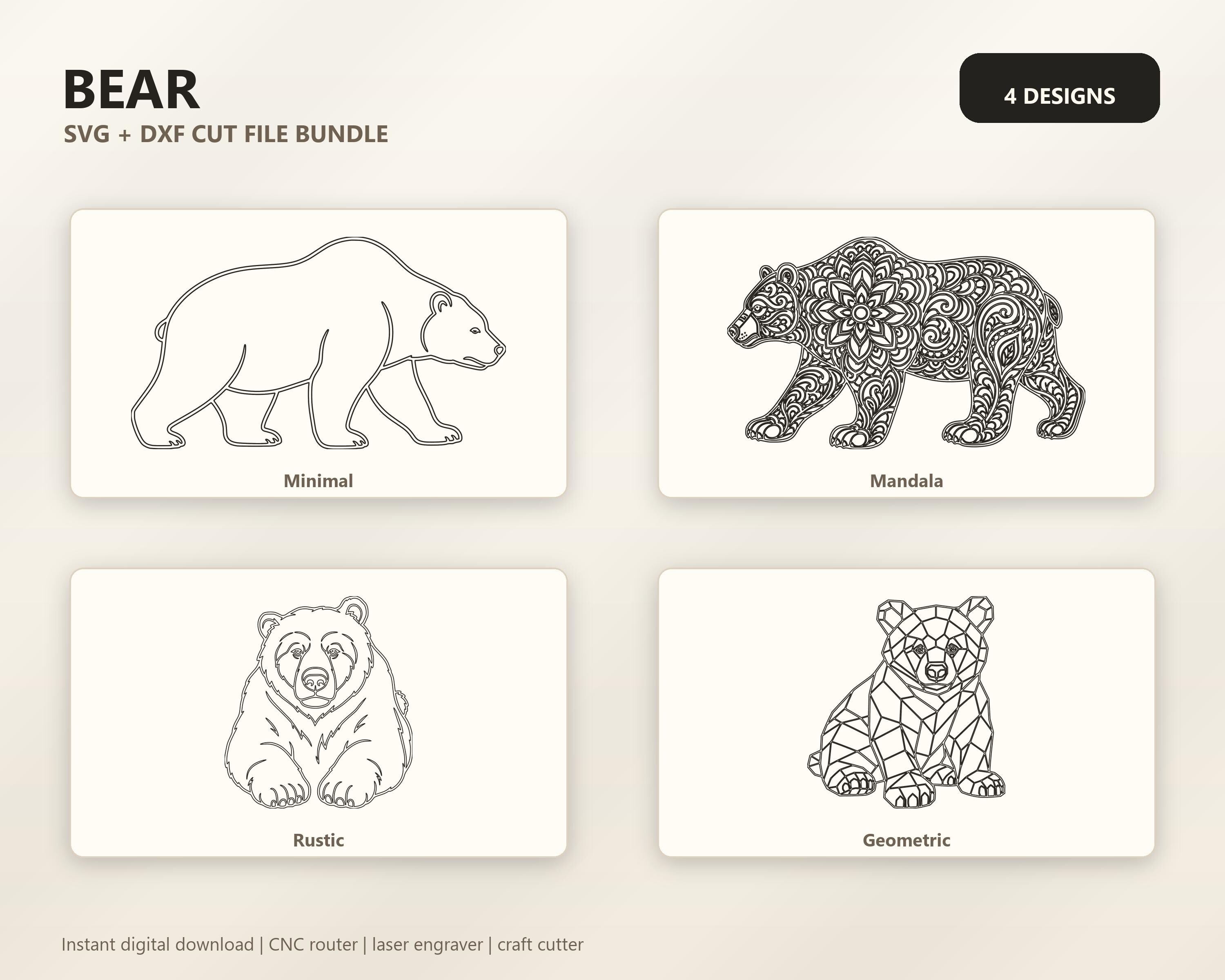 Bear SVG DXF Bundle, CNC Router and Laser Cut Wood Sign Files image 3