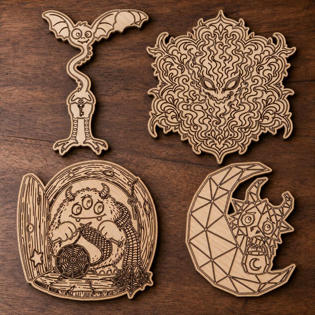 Strange Monster Portrait SVG DXF Bundle, 4 CNC Laser Cut Files image 2