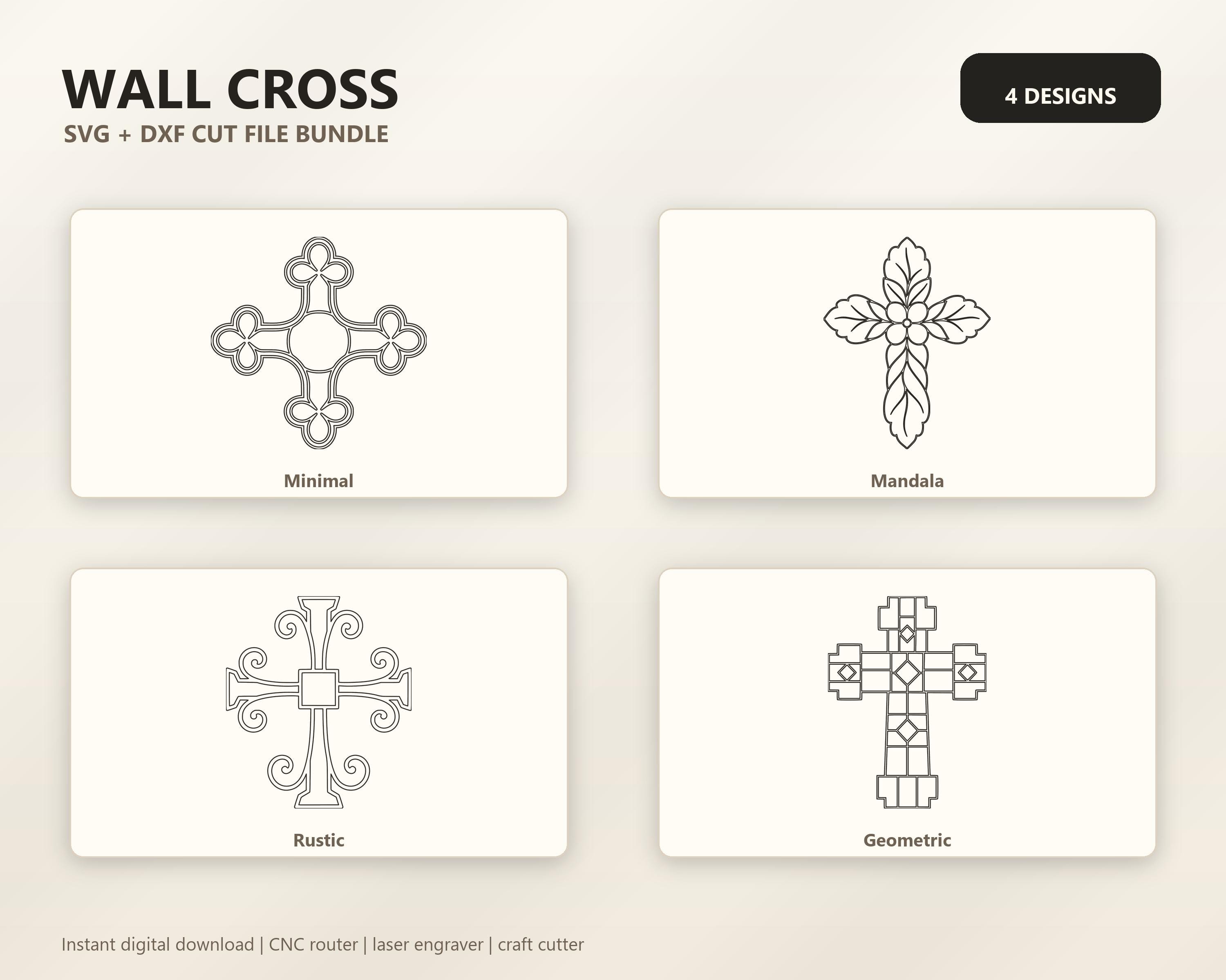 Wall Cross SVG DXF Bundle, 4 CNC Laser Cut Files image 6