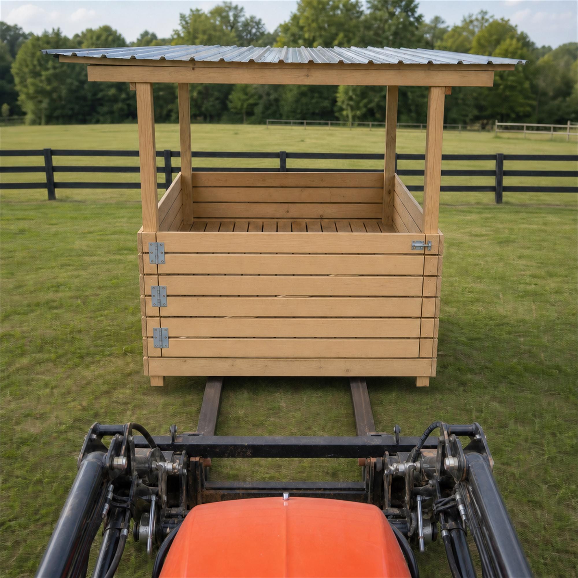 Mobile Hay Shelter Plans PDF, 6x7x7 Portable Hay Storage with Swing Door & Tractor Access