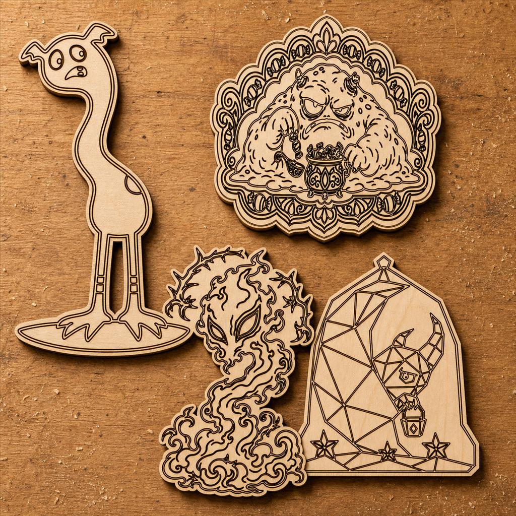 Strange Monster Portrait SVG DXF Bundle, 4 CNC Laser Cut Files image 2