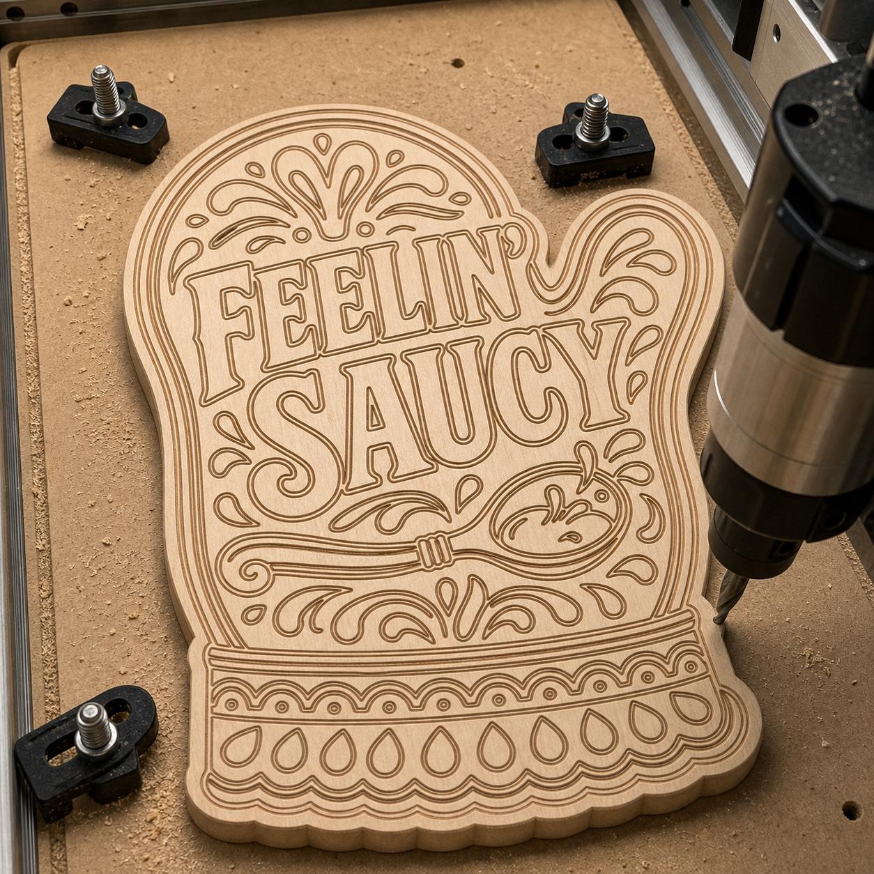 Trivet Oven Mitt Quote SVG DXF Bundle, 4 Funny Kitchen CNC Designs for Magnets, Stickers, Oven Mitts image 4