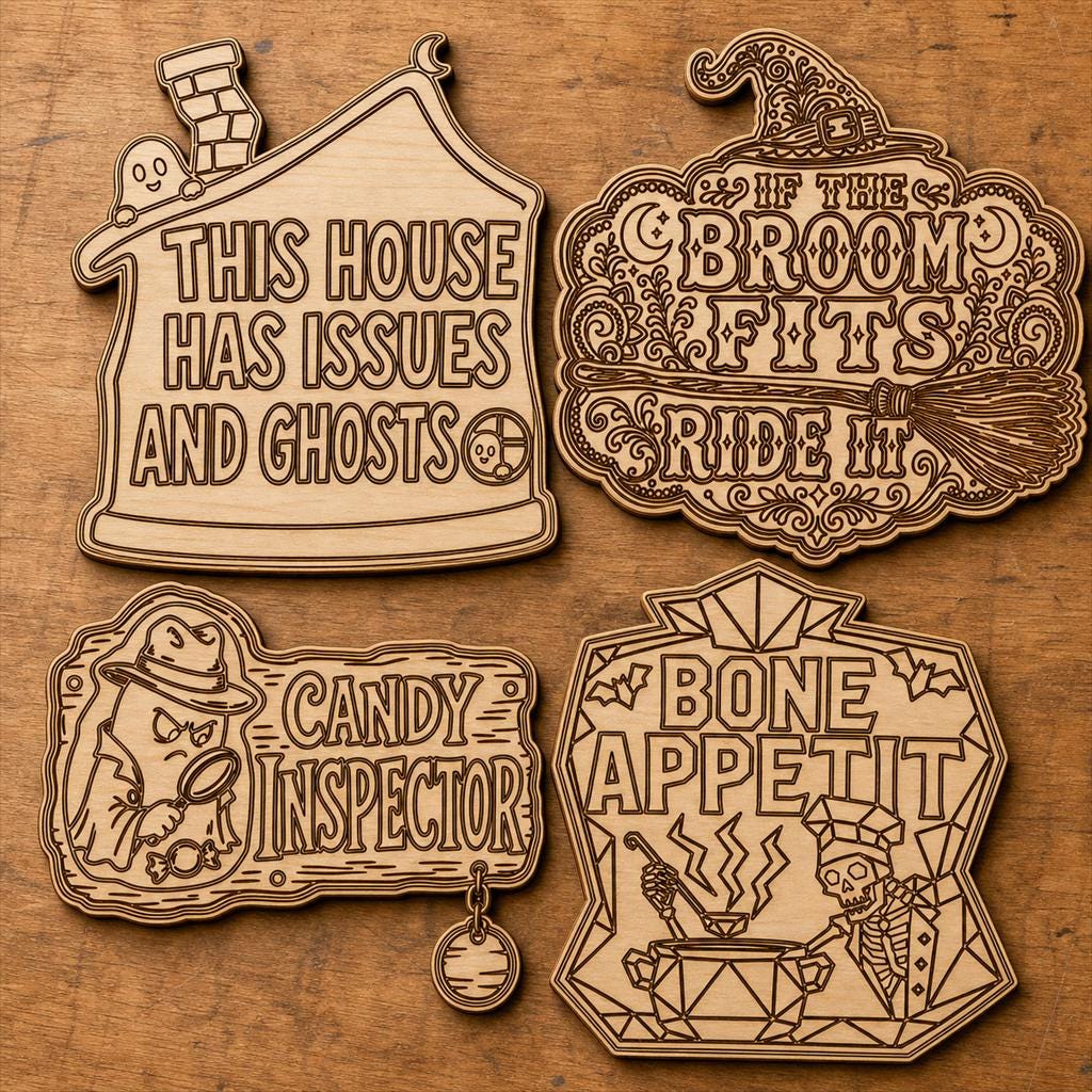 Funny Haunted Sign SVG DXF Bundle, 4 CNC Laser Cut Files image 2