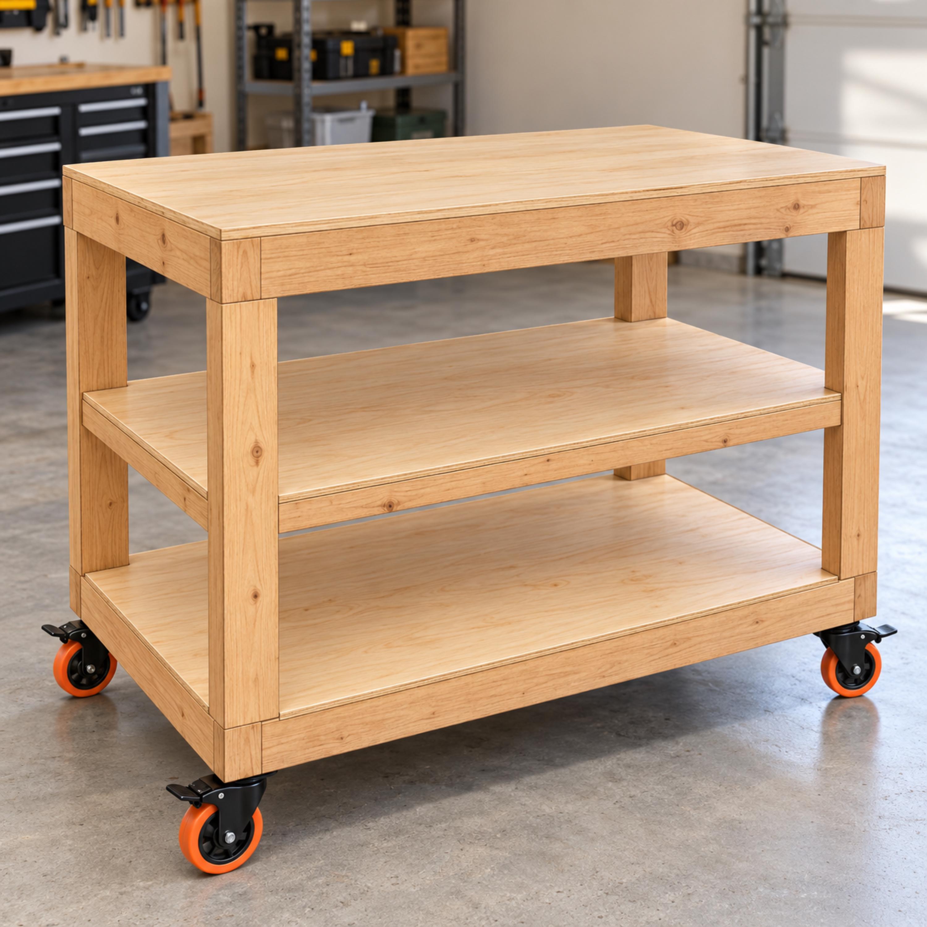 Garage Cart DIY Plans | 3-Level Rolling Workshop Storage | All Terrain image 3
