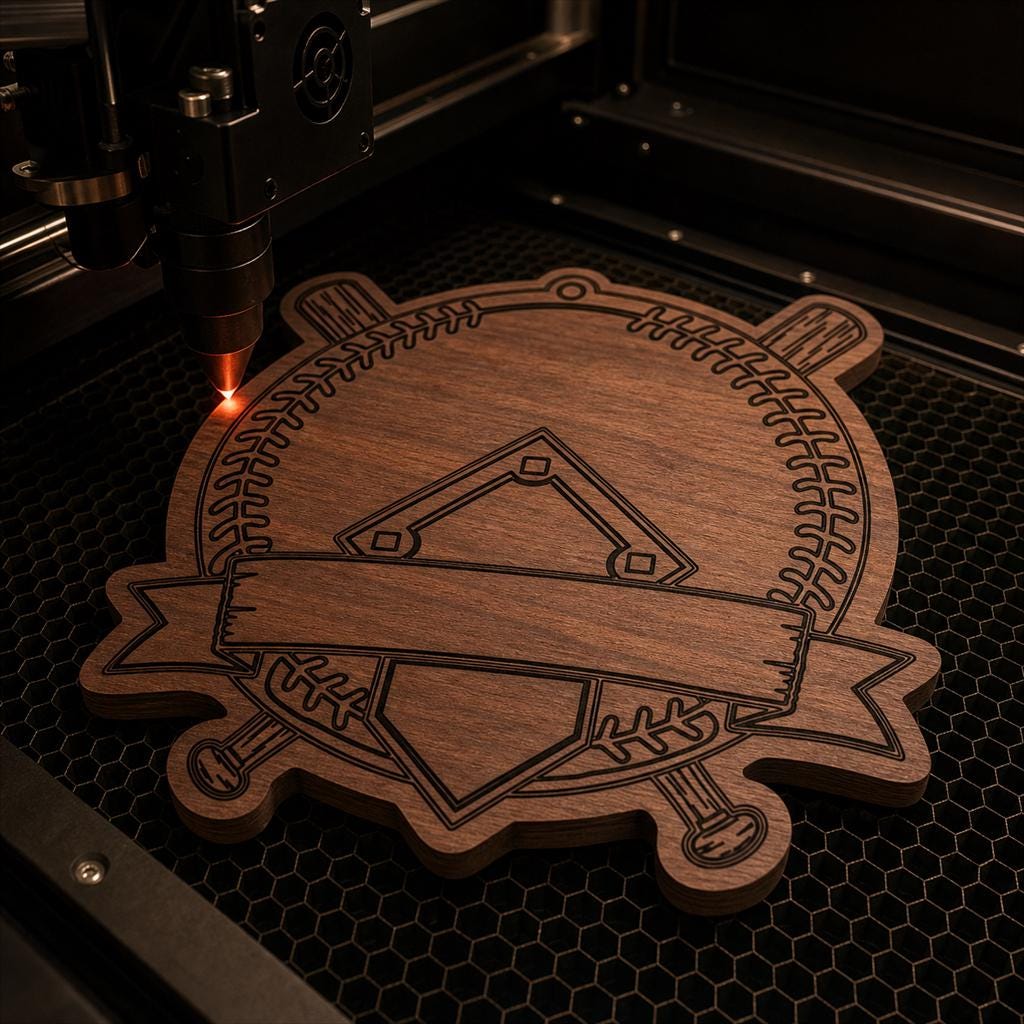 Baseball Frame Sign SVG DXF Bundle, 4 CNC Cut Files for Laser, Router, Glowforge, Cricut image 5