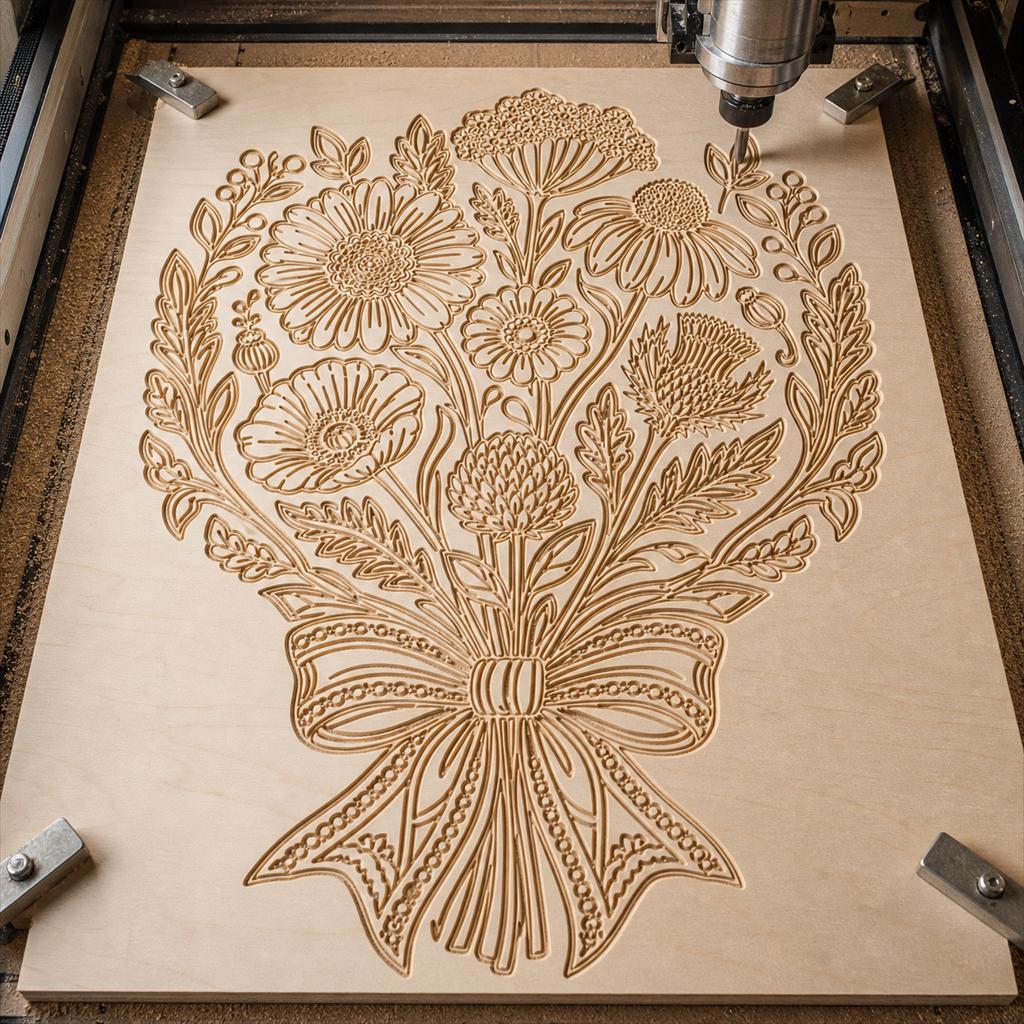 Floral Wall Art SVG DXF Bundle, 4 CNC Cut Files for Laser, Router, Glowforge, Cricut image 4