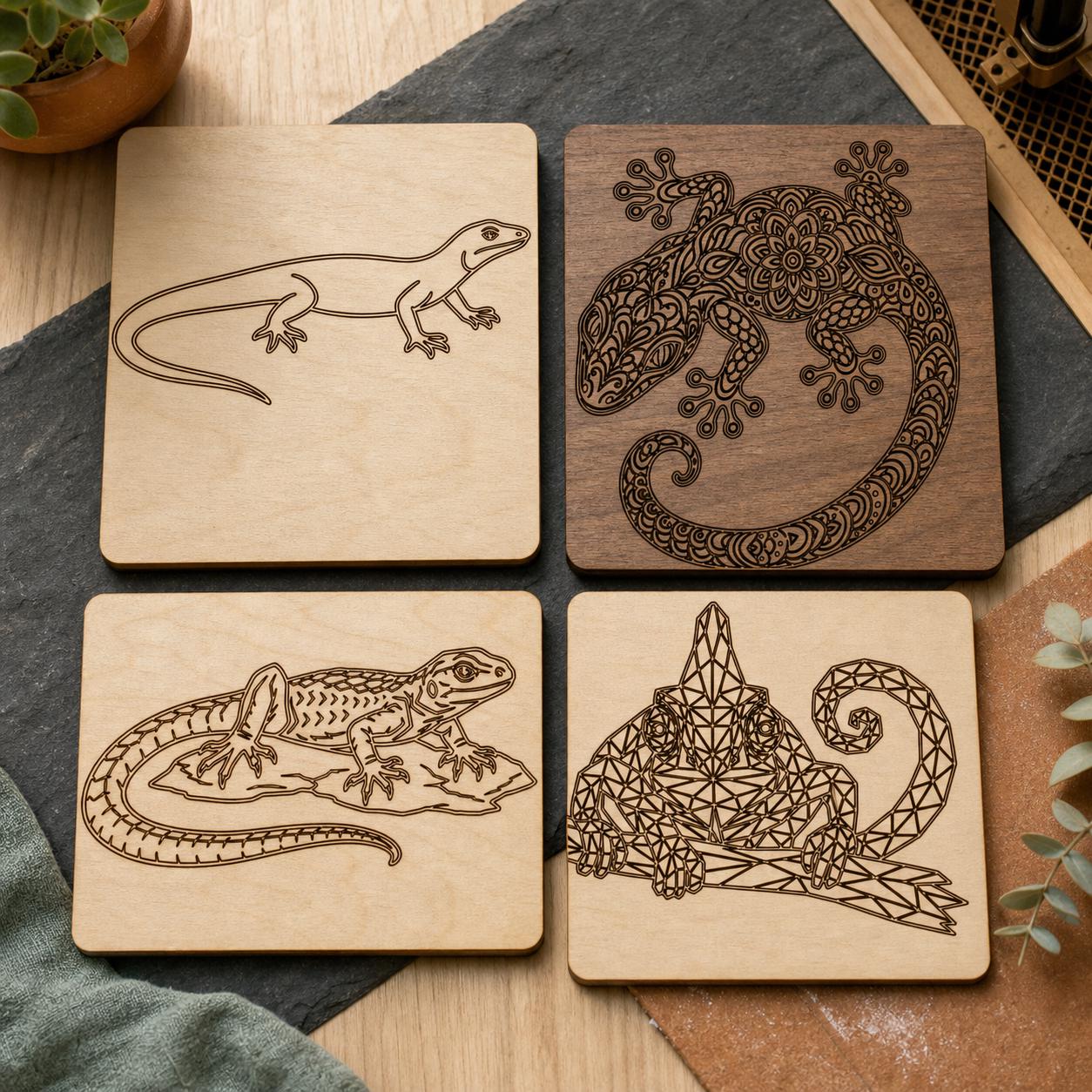 Lizard SVG DXF Bundle, 4 CNC Laser Cut Files image 3