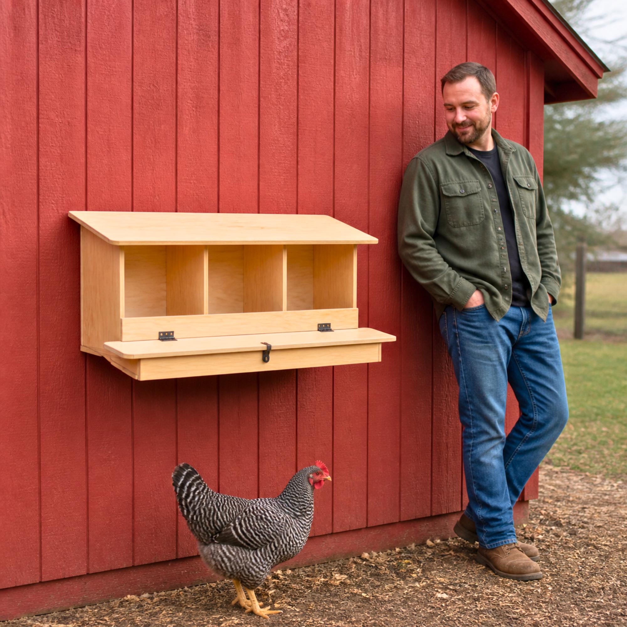 Roll Out Nesting Box Plans, Three-Bay Chicken Coop Guide with Blueprints, CNC and STL Files image 2