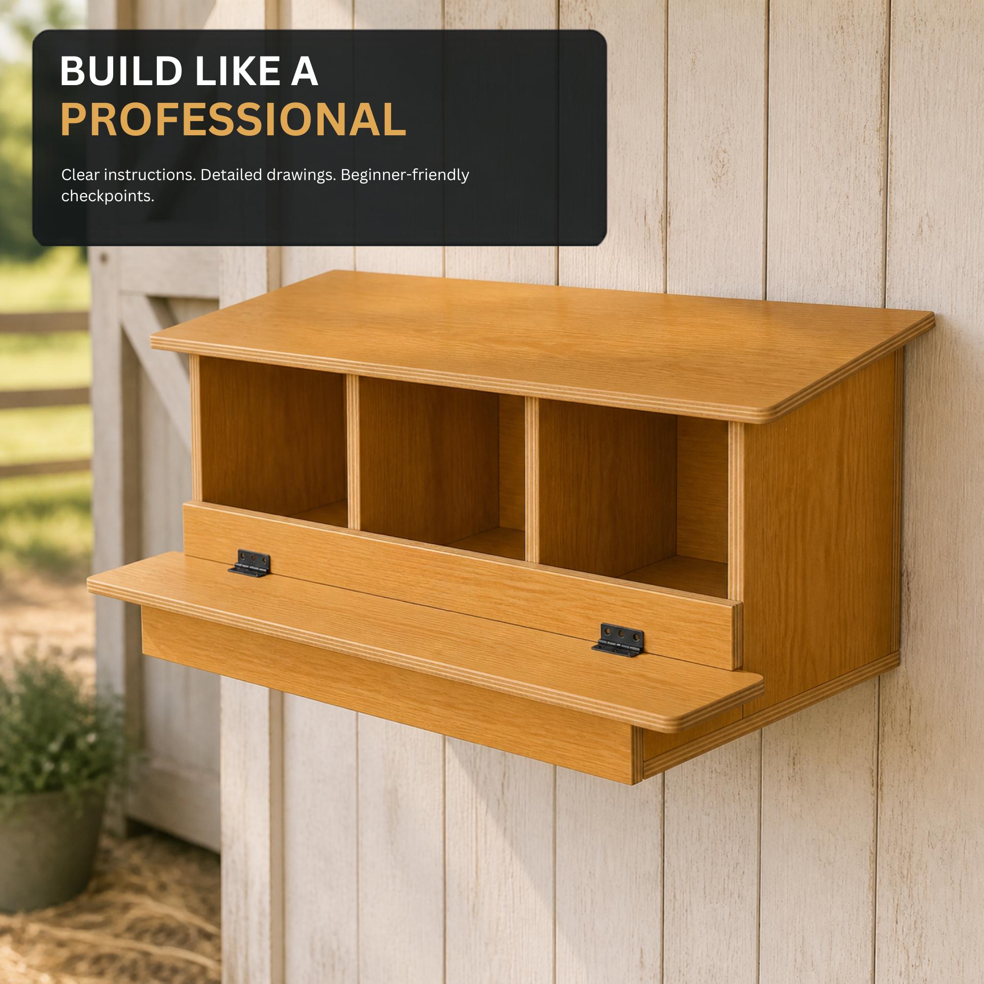 Roll Out Nesting Box Plans, Three-Bay Chicken Coop Guide with Blueprints, CNC and STL Files image 7
