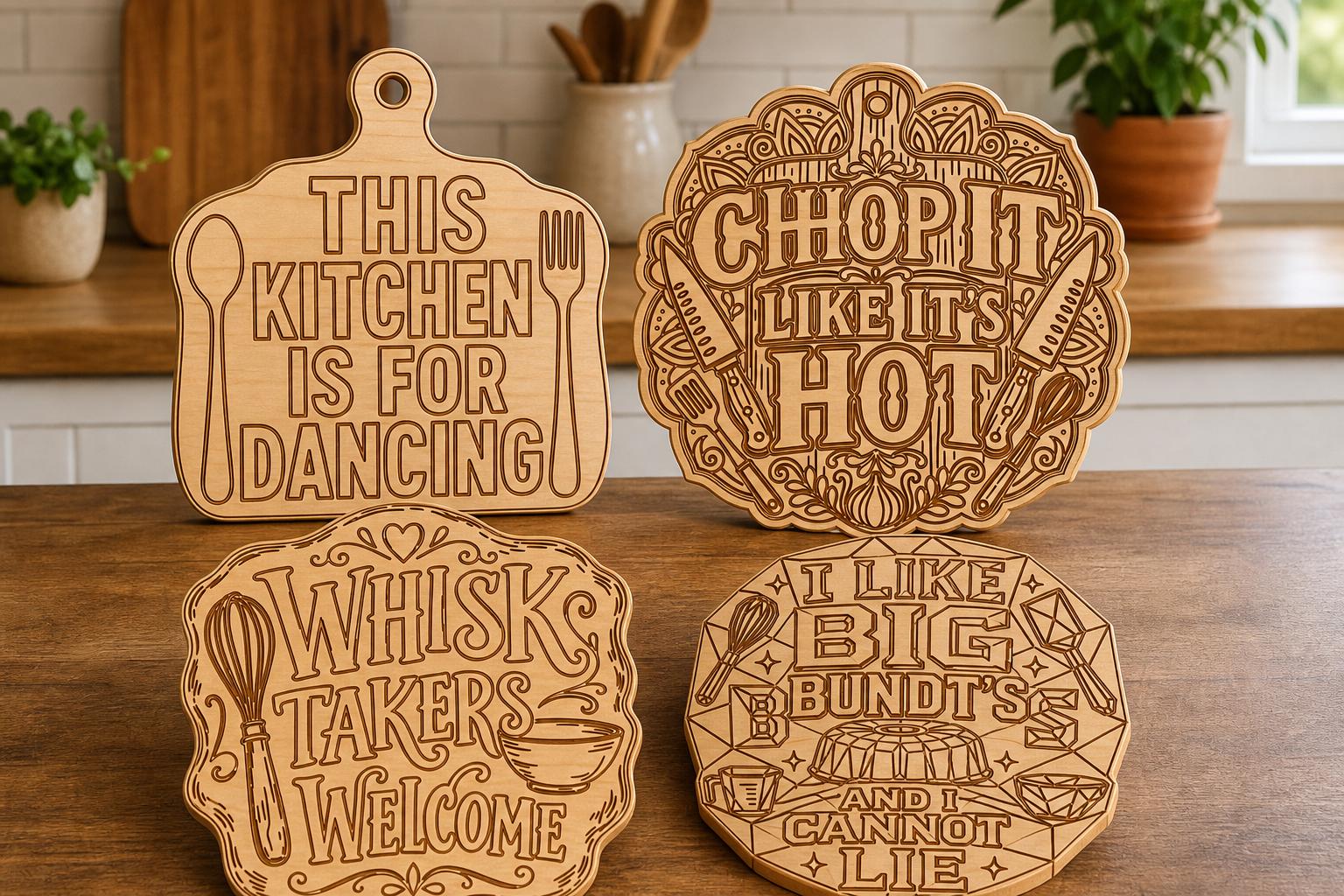Funny Kitchen SVG DXF Bundle, 4 Quote Designs for Laser Engraving image 2