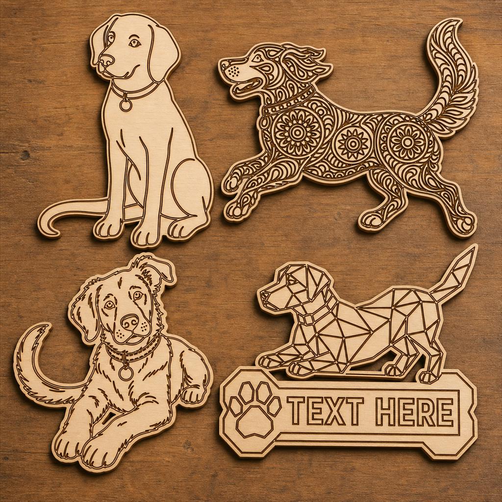 Dog SVG DXF Bundle, 4 CNC Cut Files for Laser, Router, Glowforge, Cricut image 2