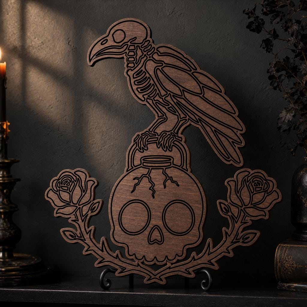 Gothic Skeleton Decor SVG DXF Bundle, 4 CNC Laser Cut Files