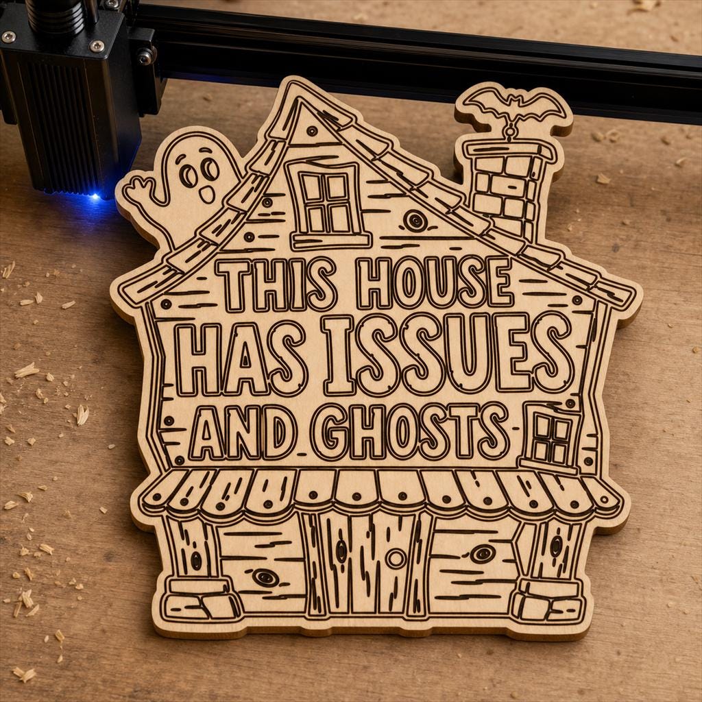 Funny Haunted Sign SVG DXF Bundle, 4 CNC Laser Cut Files image 4