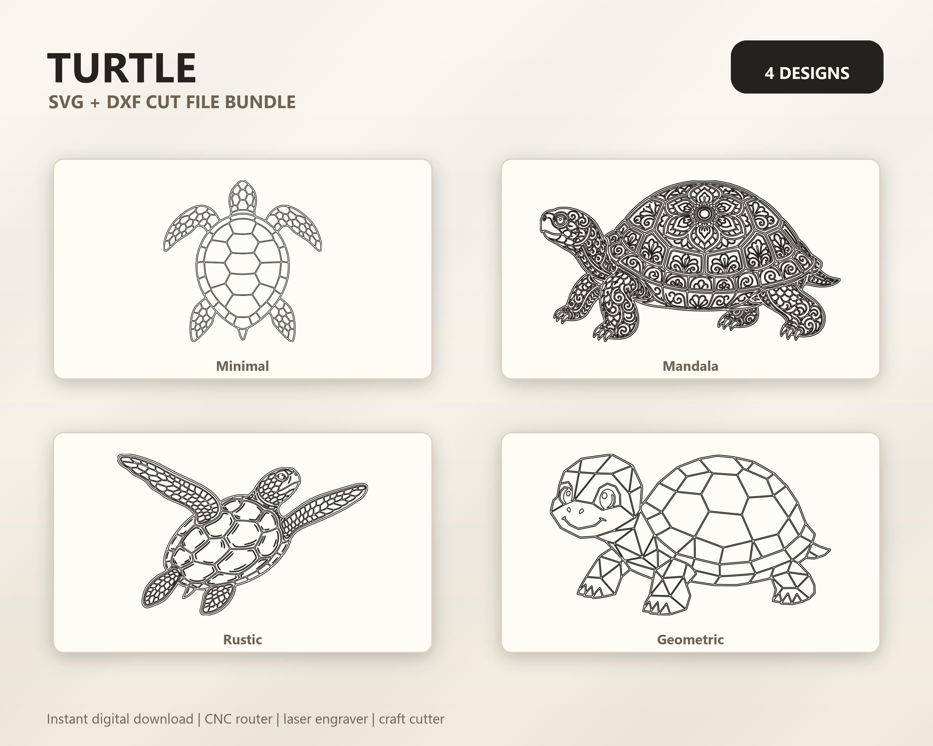 Sea Turtle SVG DXF Bundle, CNC Router and Laser Cut Wood Sign Files image 3