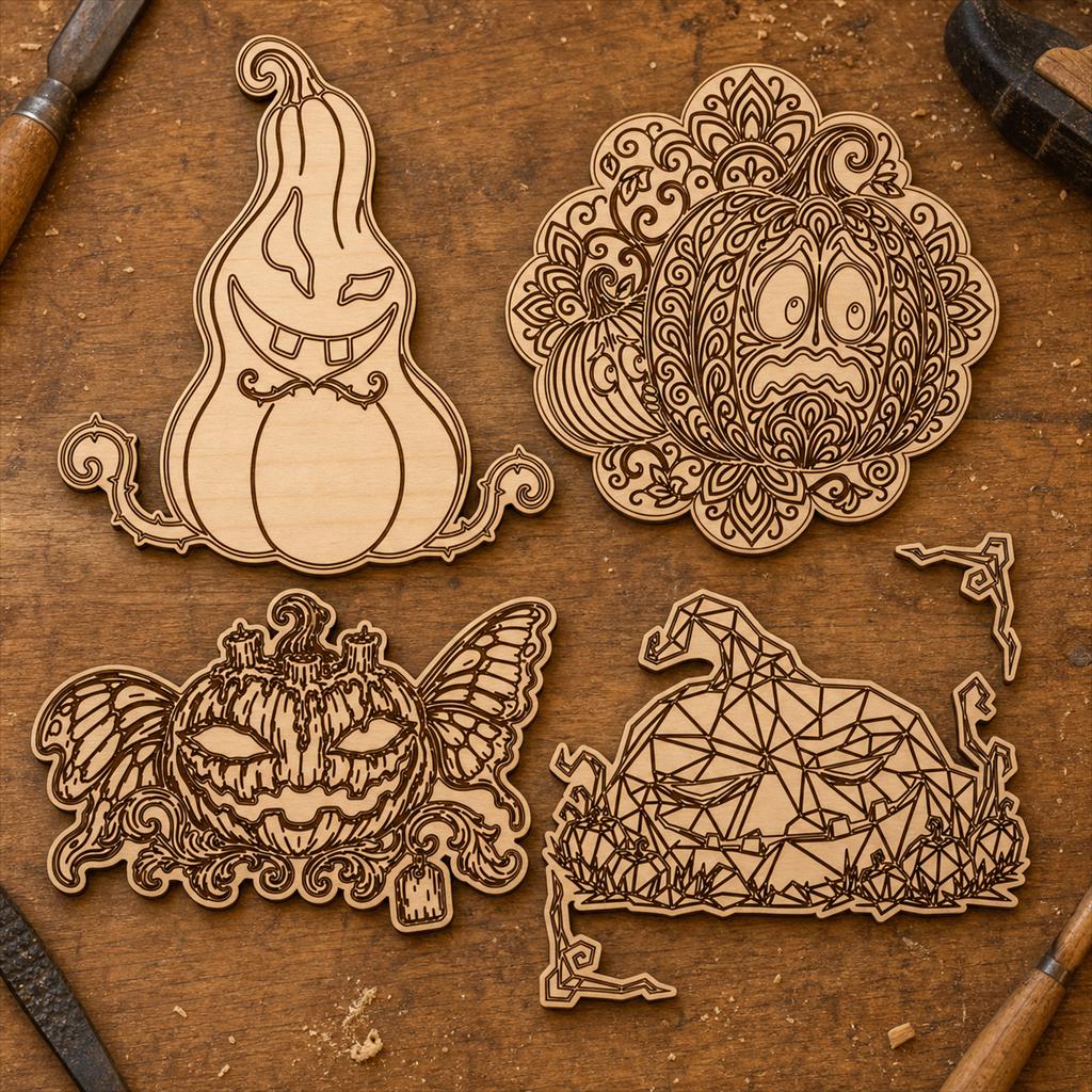 Sinister Pumpkin Nightmare SVG DXF Bundle, 4 CNC Laser Cut Files image 2