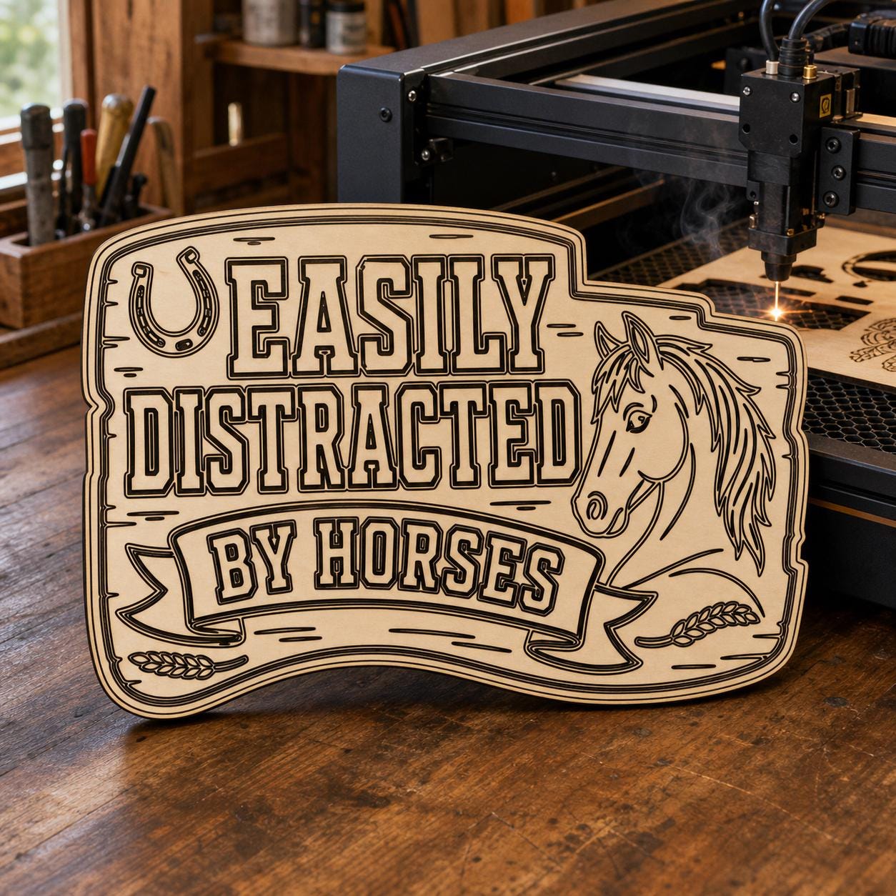 Funny Horse Quote Sign SVG DXF Bundle, 4 CNC Cut Files for Laser, Router, Glowforge, Cricut image 4