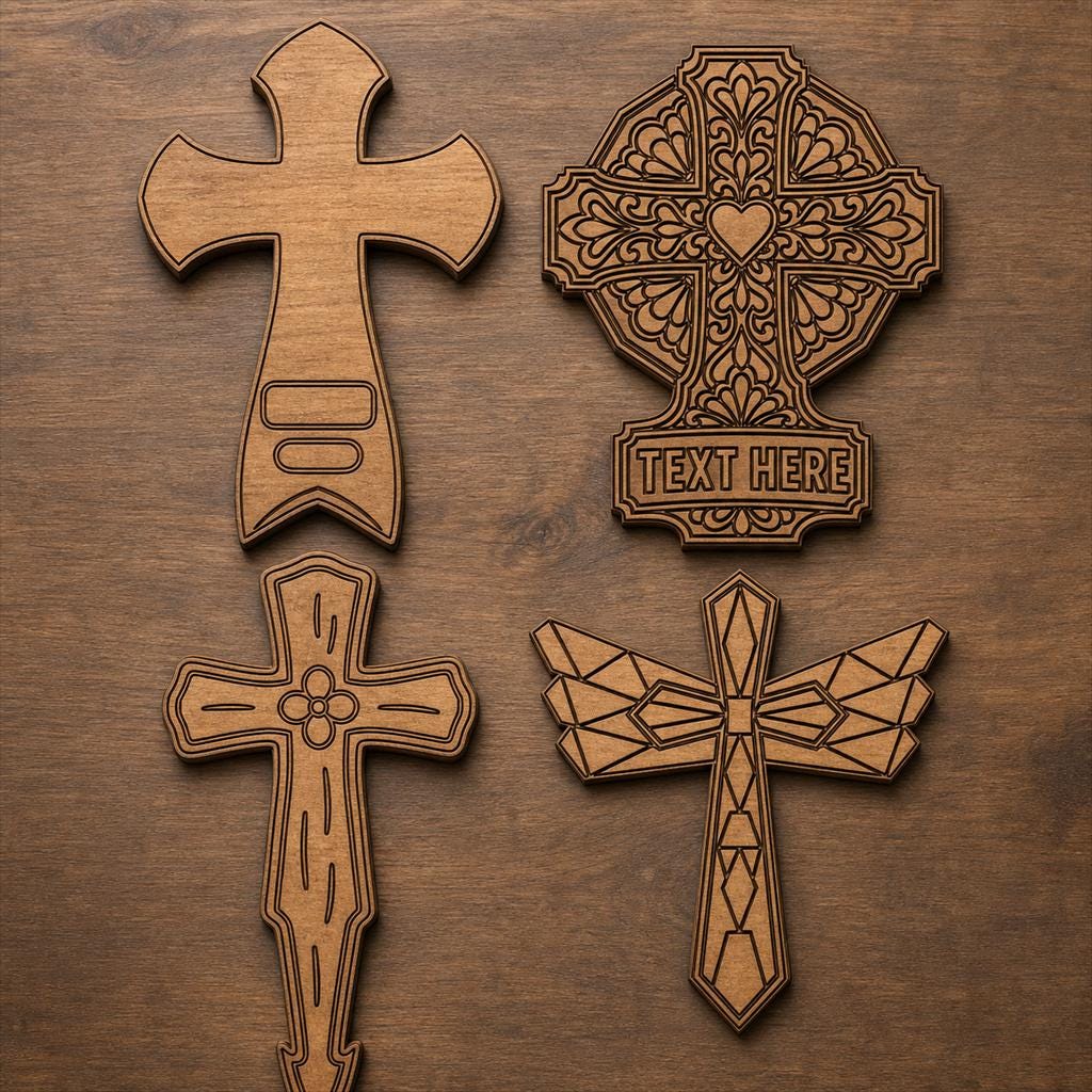 Memorial Cross SVG DXF Bundle, 4 CNC Laser Cut Files image 2