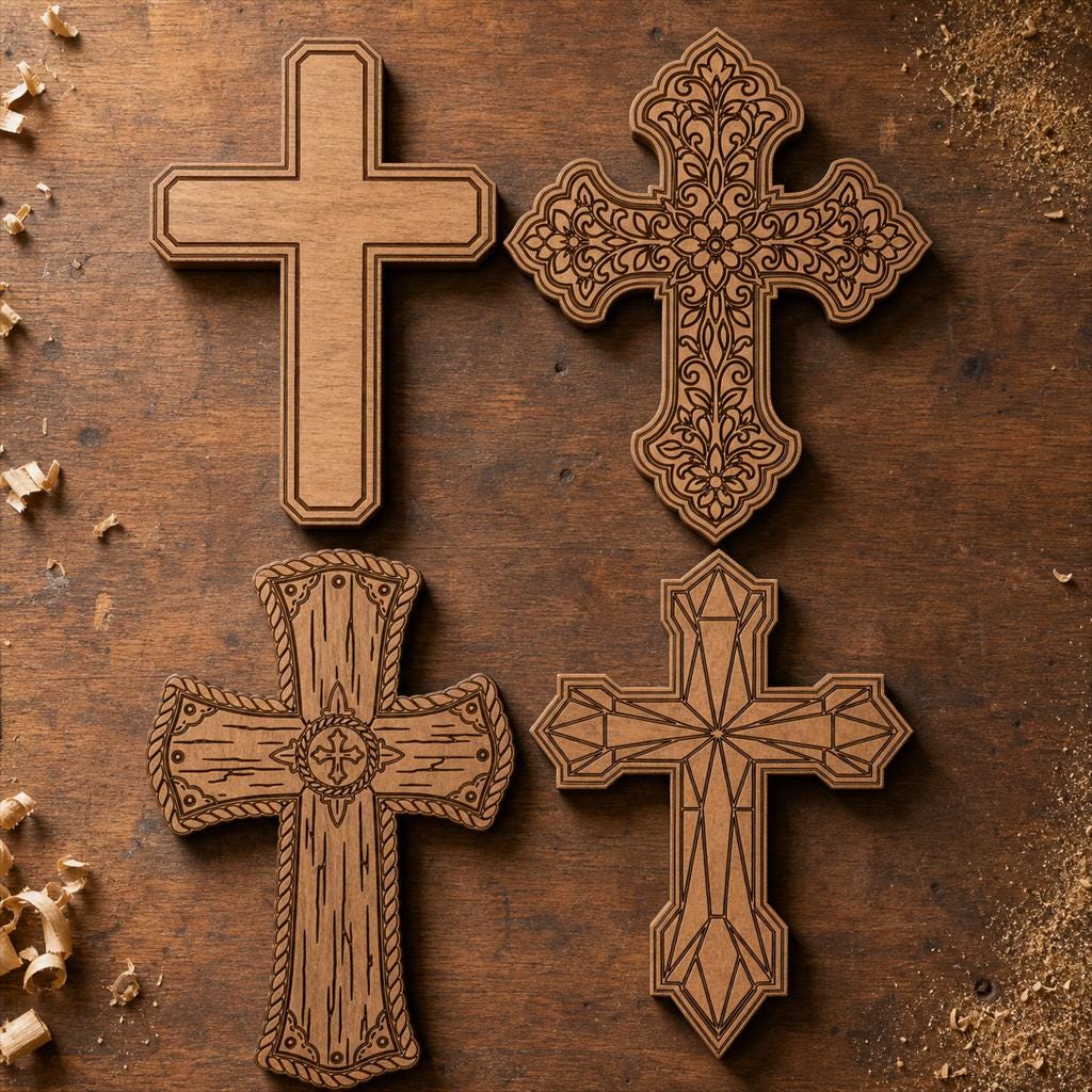 Wall Cross SVG DXF Bundle, CNC Router and Laser Cut Wood Cross Files image 2