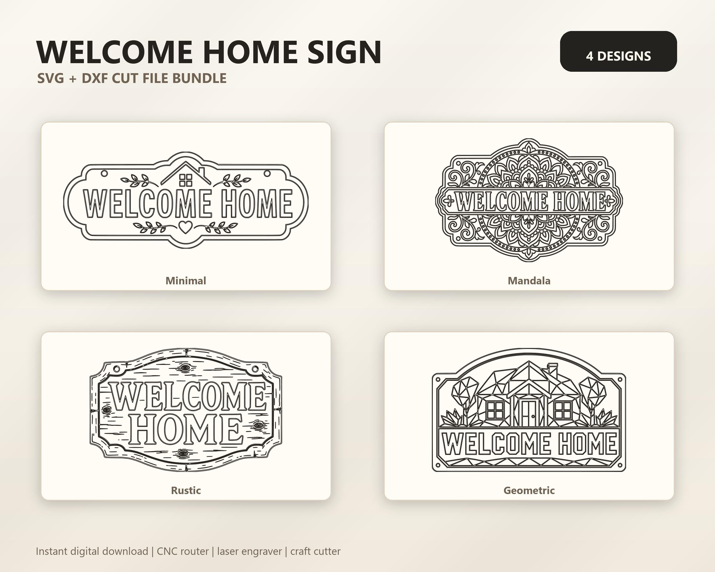 Welcome Home Sign Boho Wall Art Cut File Pack SVG DXF Bundle, 4 CNC Cut Files for Laser, Router, Glowforge, Cricut image 6