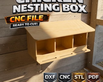 CNC-bestanden kippennestkast: waterdicht ontwerp voor 3 kippen (DXF+STL)