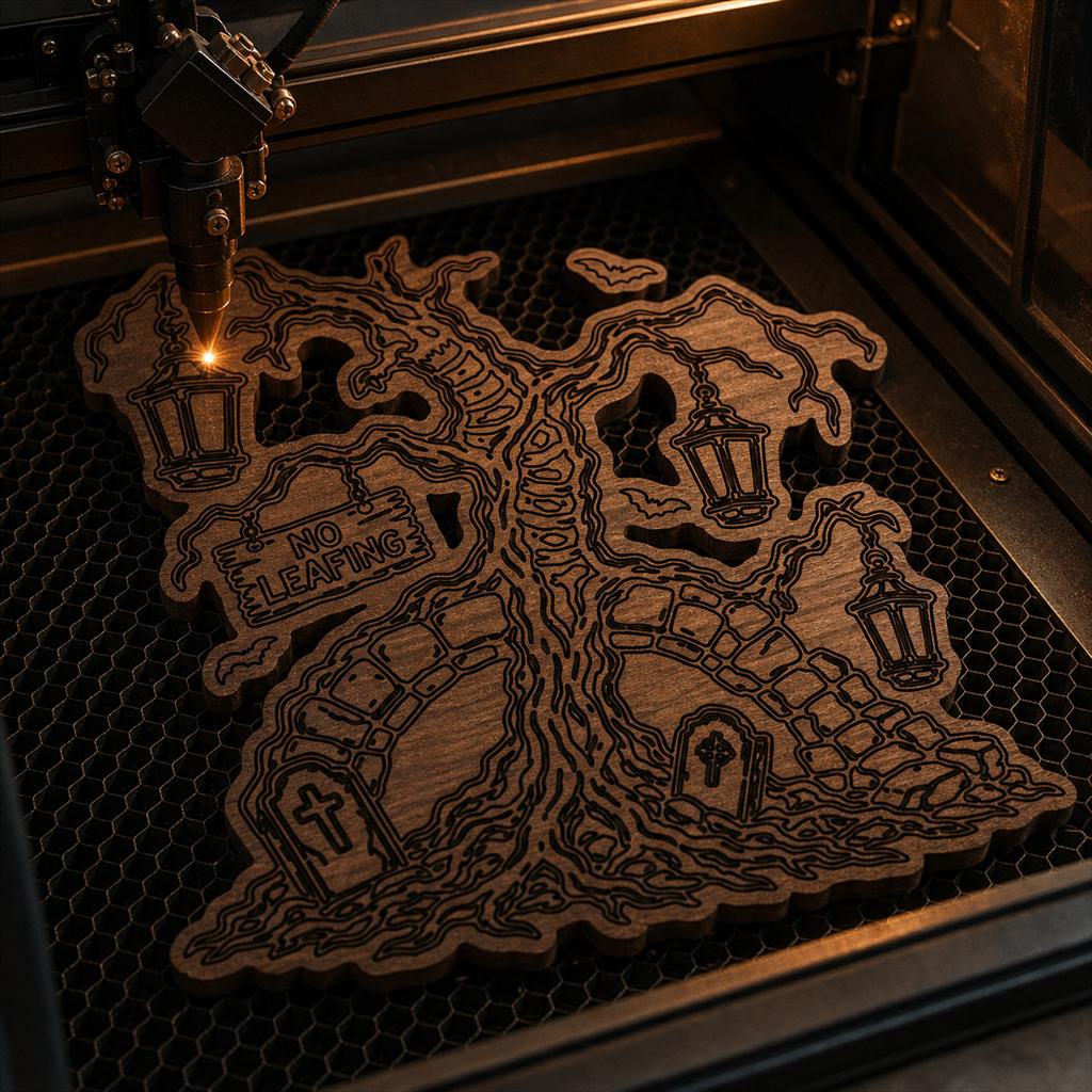 Haunted Cemetery Panel SVG DXF Bundle, 4 CNC Laser Cut Files image 5