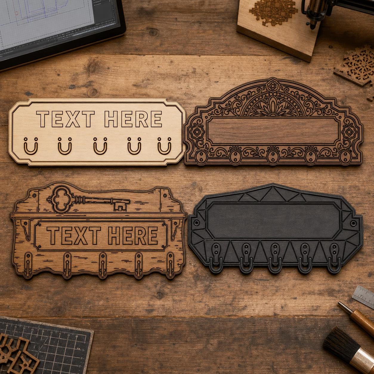 Coat Rack Sign SVG DXF Bundle, 4 CNC Cut Files for Laser, Router, Glowforge, Cricut image 2