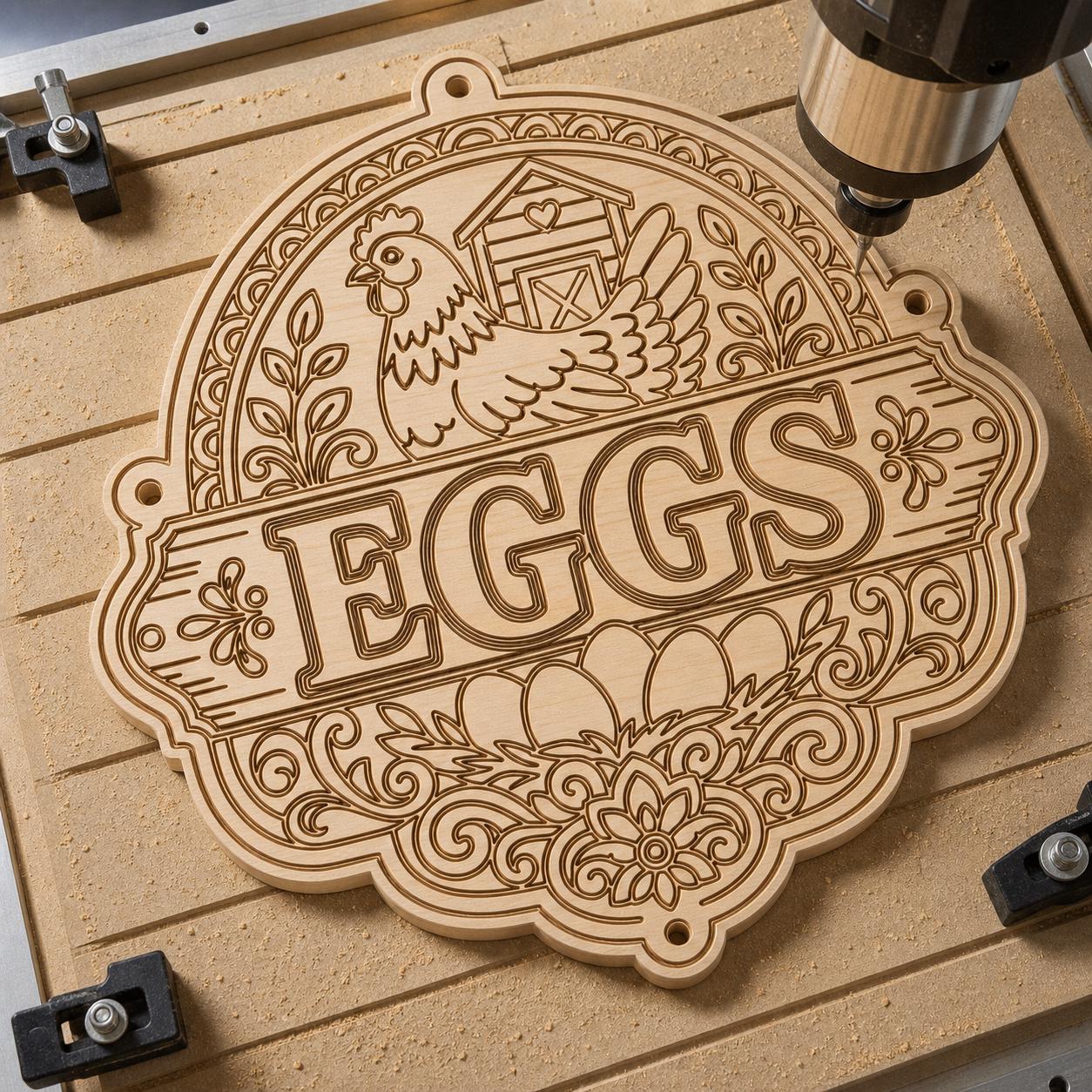 Chicken Coop Sign SVG DXF Bundle, 4 CNC Cut Files for Laser, Router, Glowforge, Cricut image 3