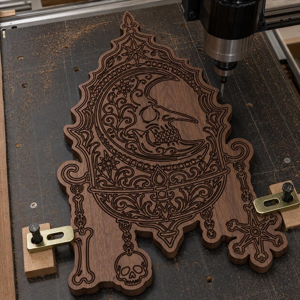 Gothic Skeleton Decor SVG DXF Bundle, 4 CNC Laser Cut Files image 4