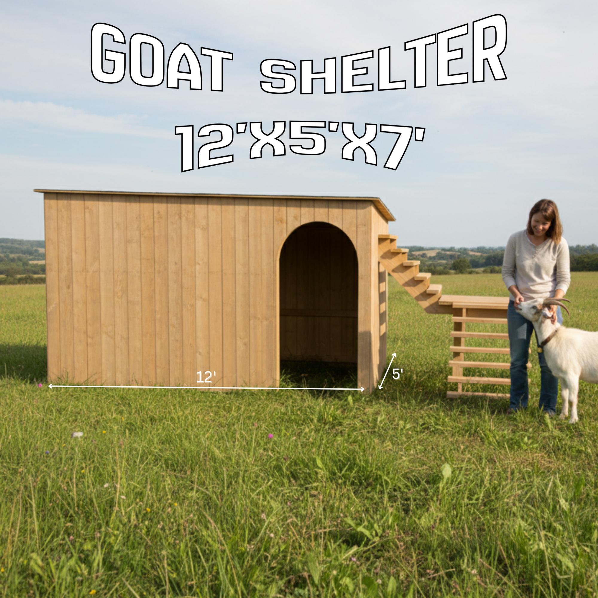 Goat Shelter Plans 12x5x7 PDF, Backyard Farm Build Guide with Stairs and 3D STL Model Digital Download image 3