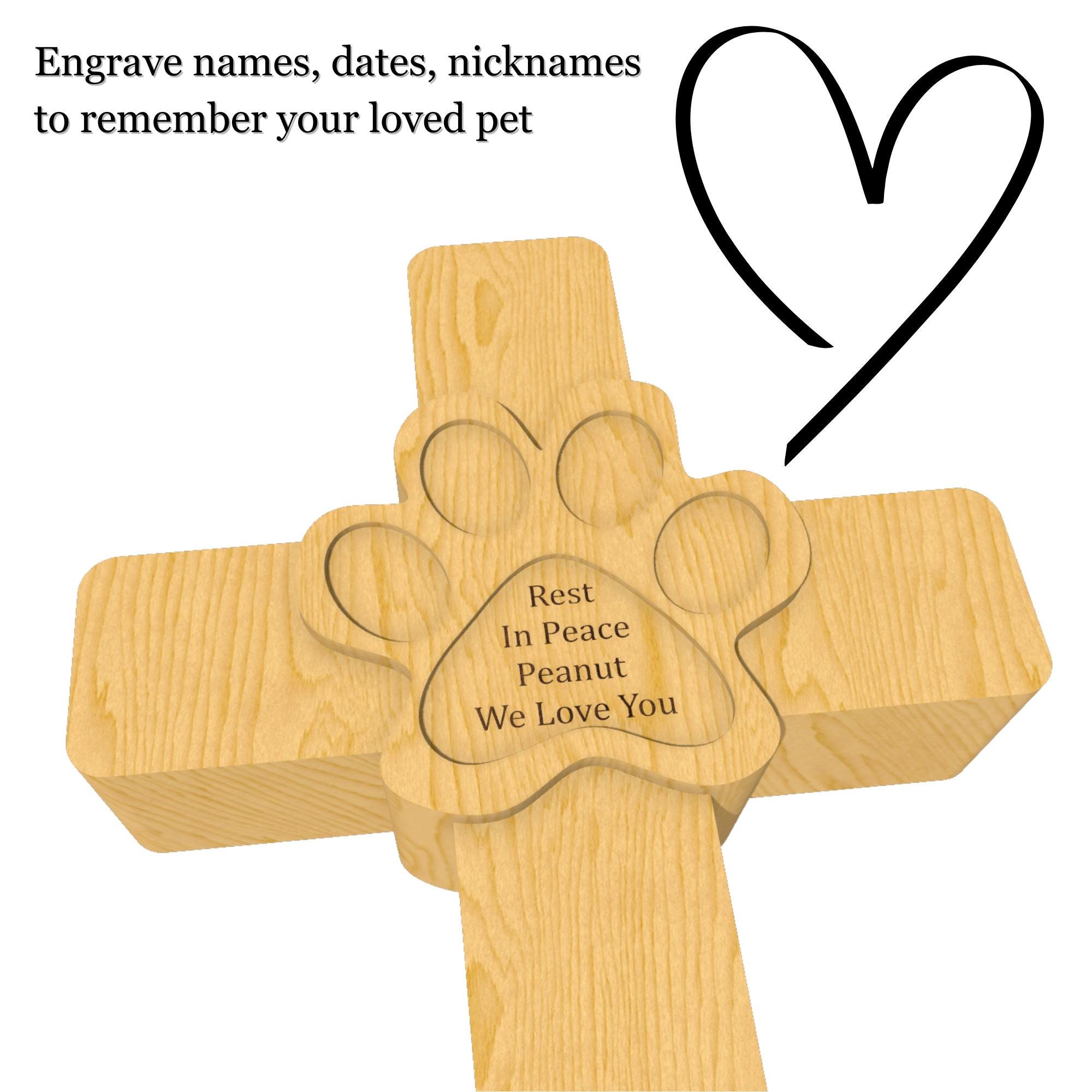 Memorial Pet Cross CNC Files, Paw Print and Custom Text, DXF and STL Digital Download image 3