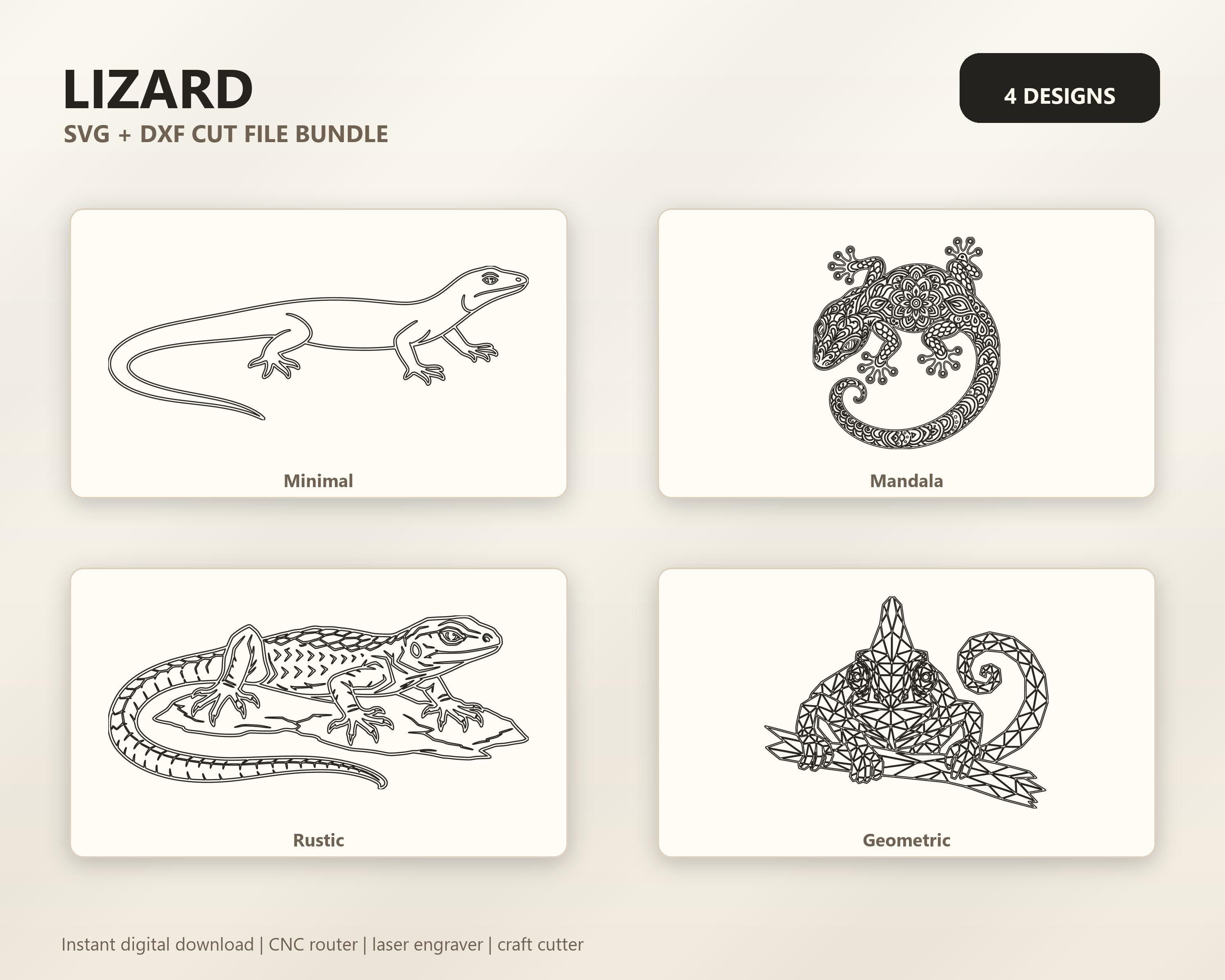 Lizard SVG DXF Bundle, 4 CNC Laser Cut Files image 6