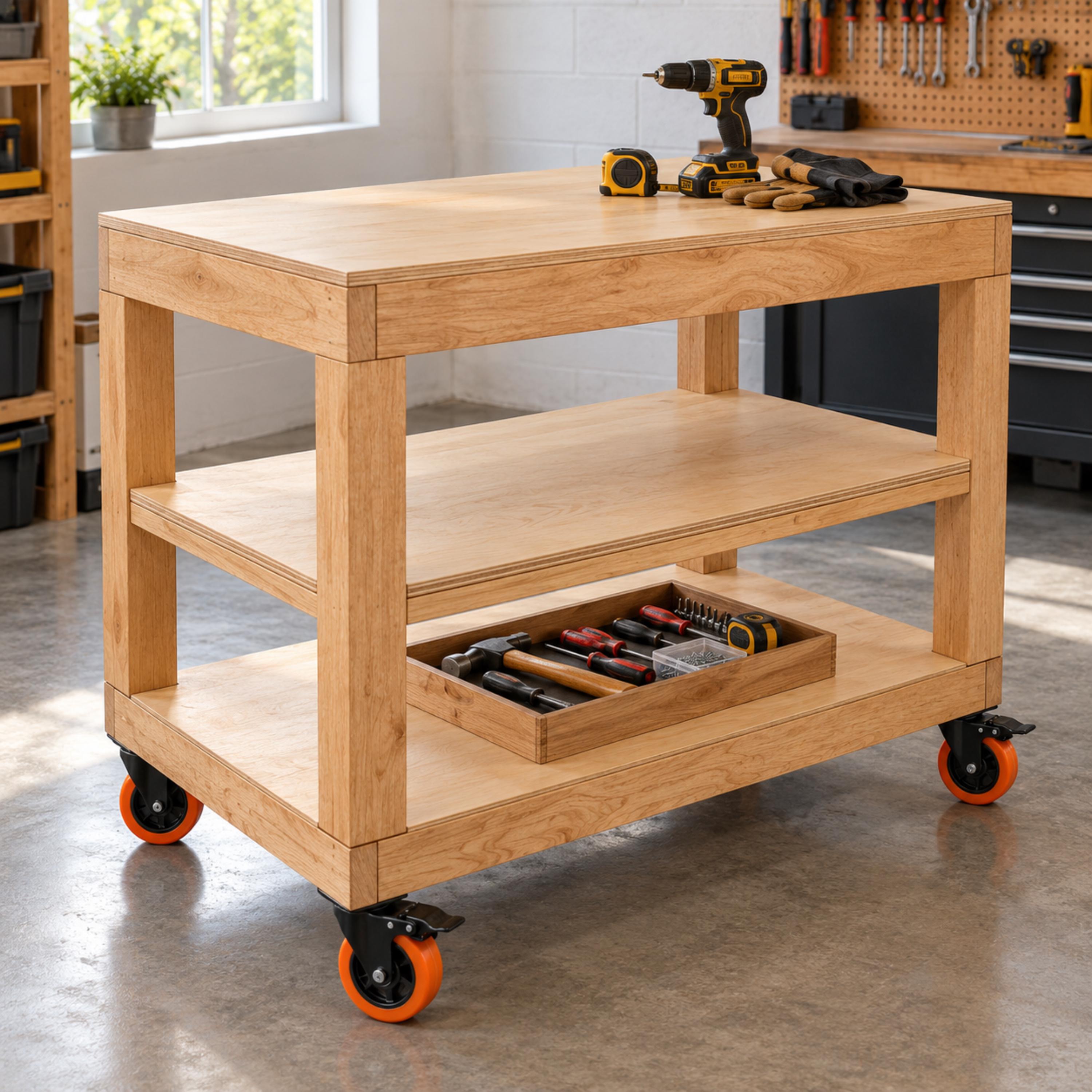 Garage Cart DIY Plans | 3-Level Rolling Workshop Storage | All Terrain image 7