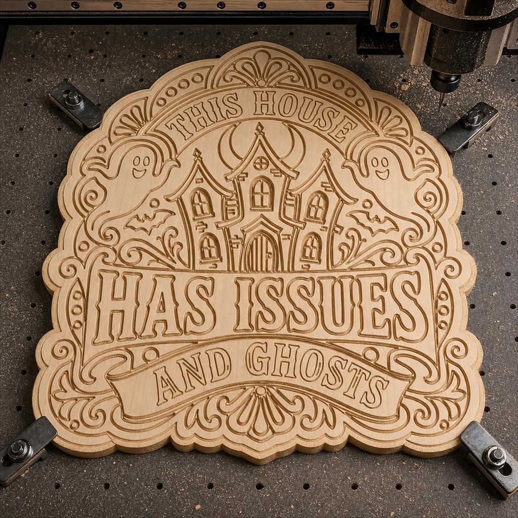 Funny Haunted Sign SVG DXF Bundle, 4 CNC Laser Cut Files image 4