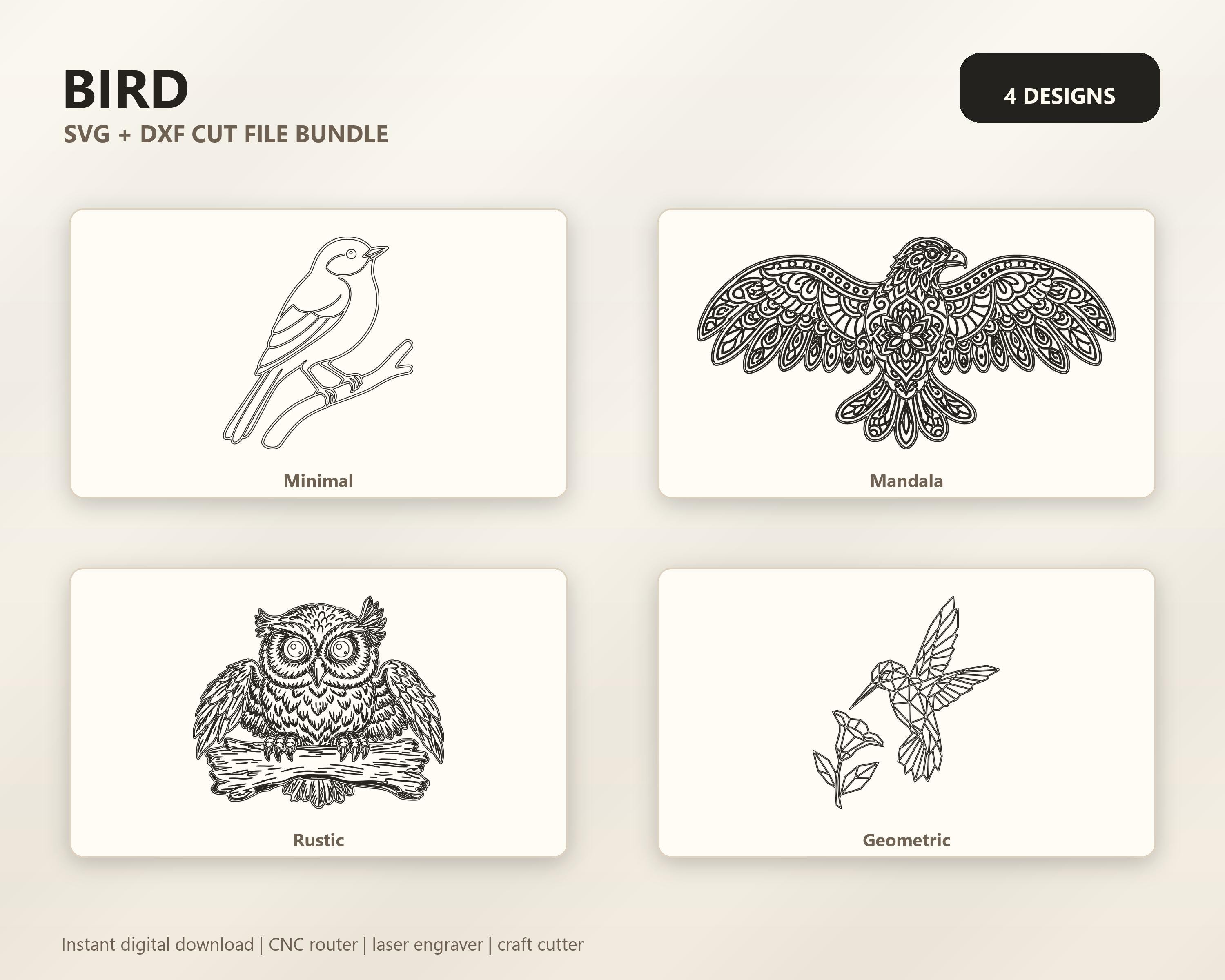 Bird SVG DXF Bundle, 4 CNC Cut Files for Laser, Router, Glowforge, Cricut image 6