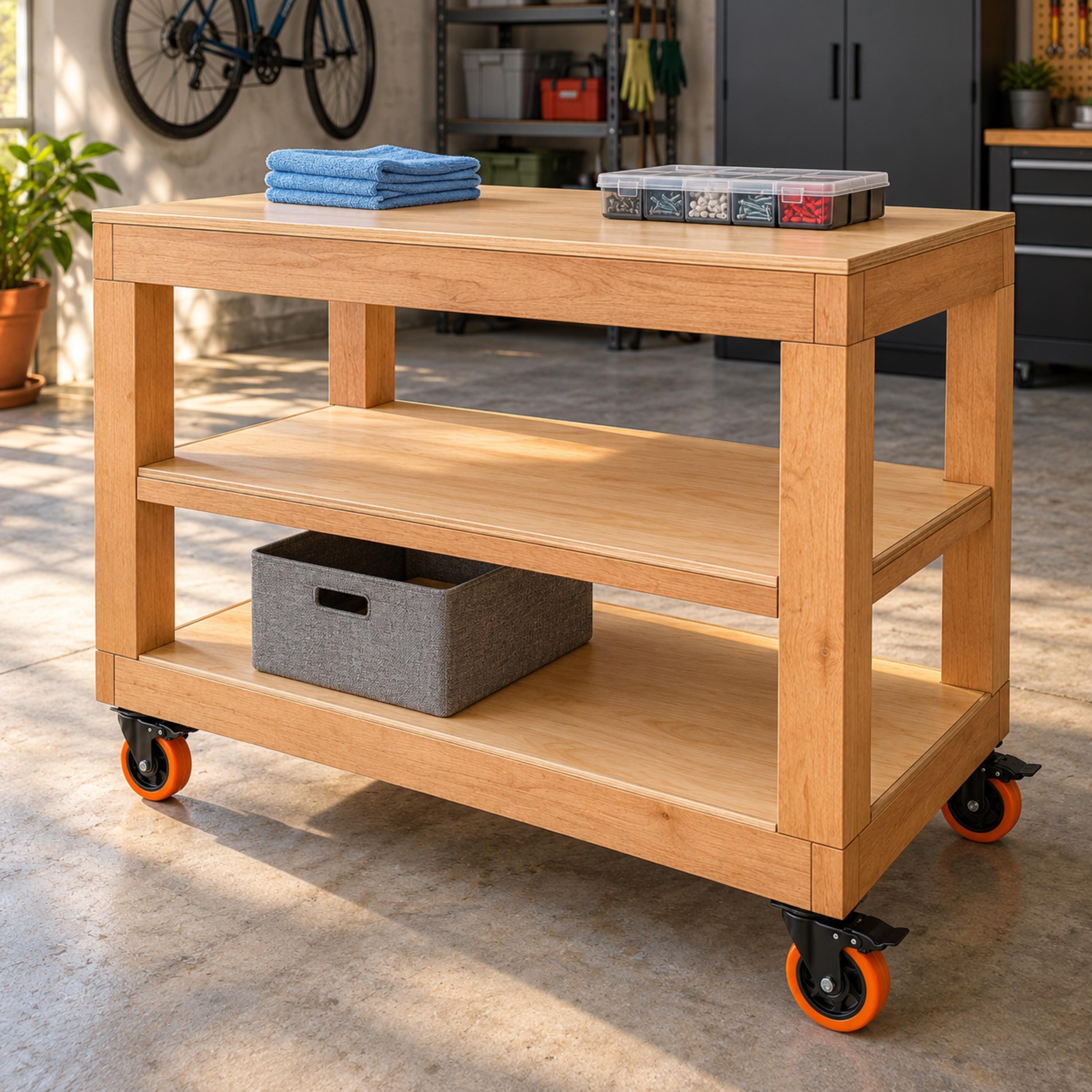 Garage Cart DIY Plans | 3-Level Rolling Workshop Storage | All Terrain image 6