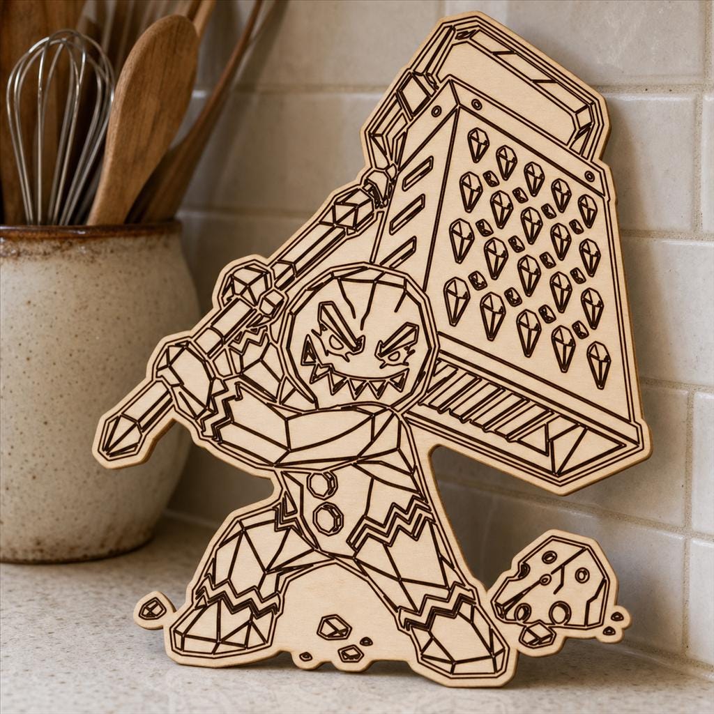 Mischievous Kitchen Character SVG DXF Bundle, 4 Funny Kitchen CNC Designs for Magnets, Stickers, Oven Mitts