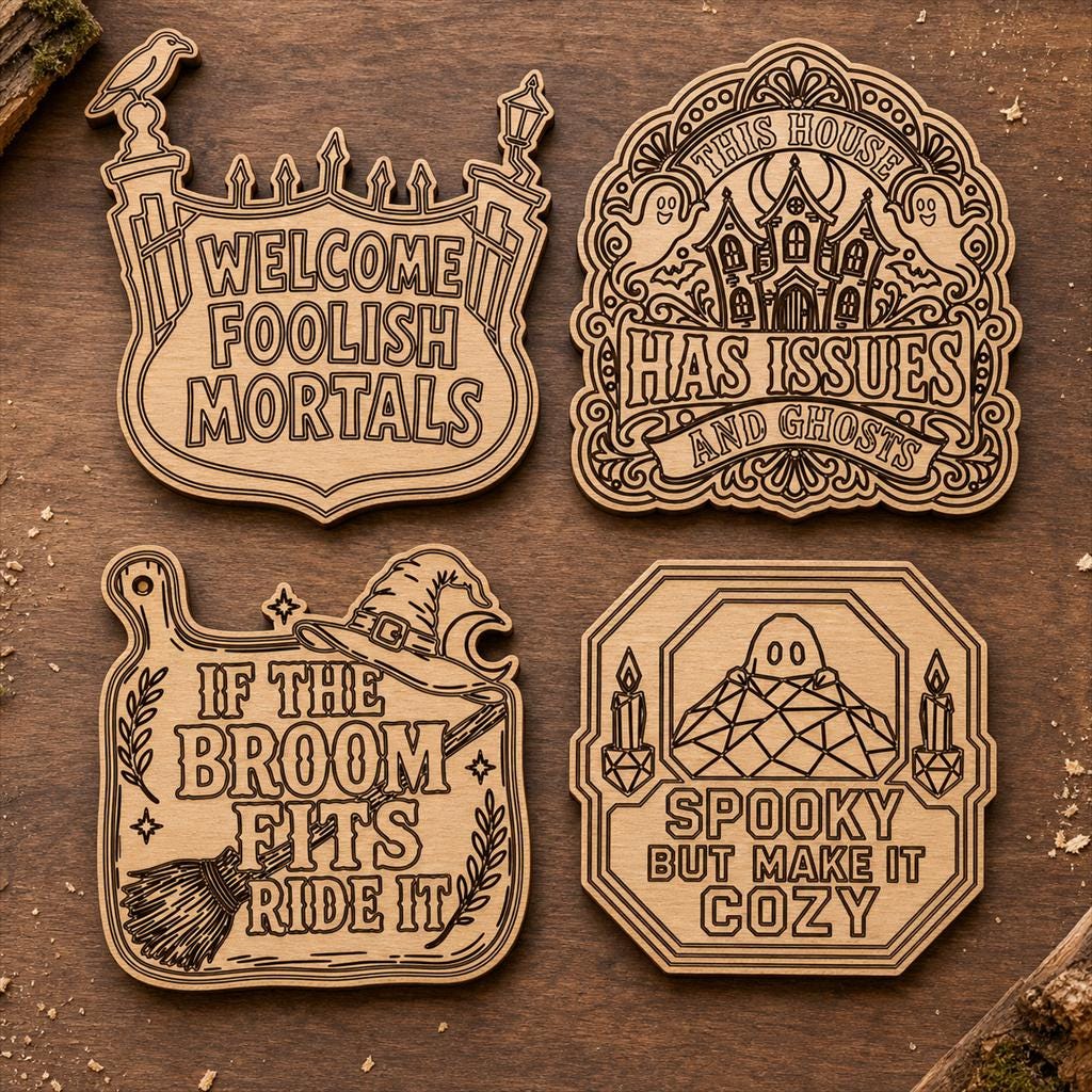 Funny Haunted Sign SVG DXF Bundle, 4 CNC Laser Cut Files image 2