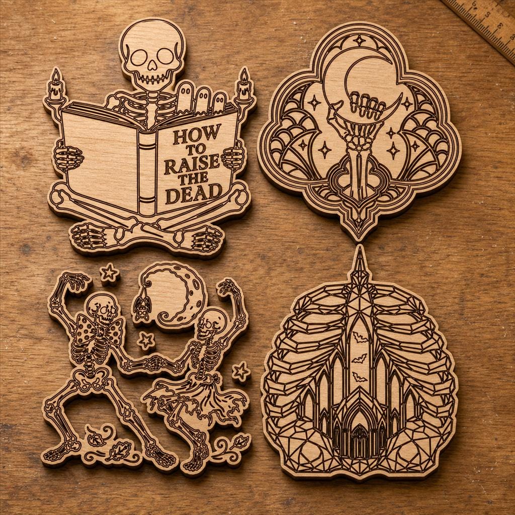 Gothic Skeleton Decor SVG DXF Bundle, 4 CNC Laser Cut Files image 2