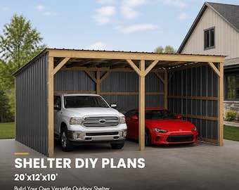 Pole Barn Plans 20x12x10 Run-In Shed, Horse Shelter and Storage Blueprint, DIY PDF Digital Download