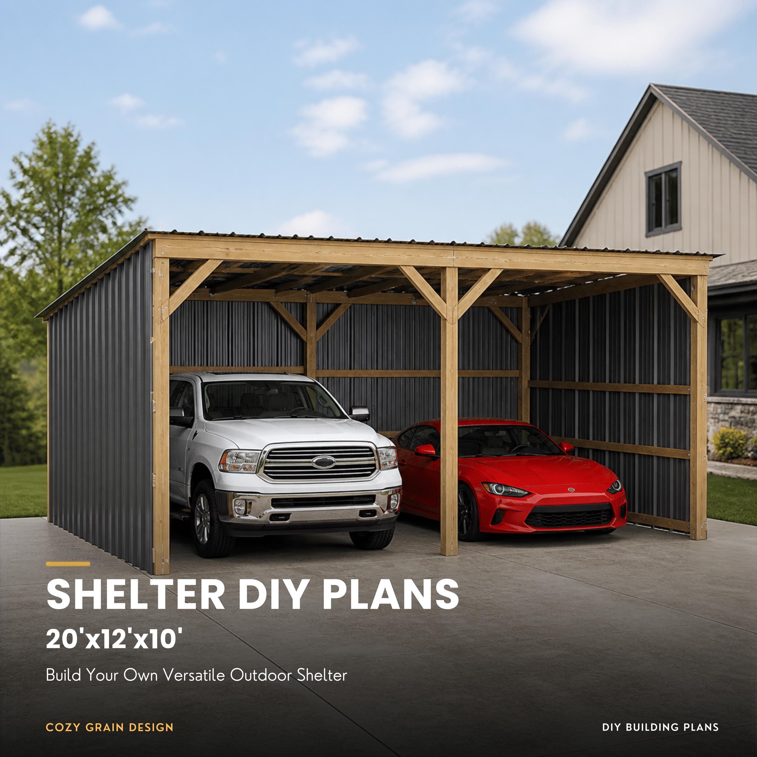 Pole Barn Plans 20x12x10 Run-In Shed, Horse Shelter and Storage Blueprint, DIY PDF Digital Download